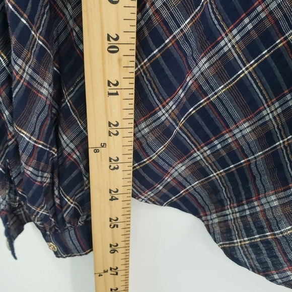 Veronica Beard Ashlynn Plaid Button Up Blouse Womens Size 4 Blue Pearl Snap - Picture 9 of 14